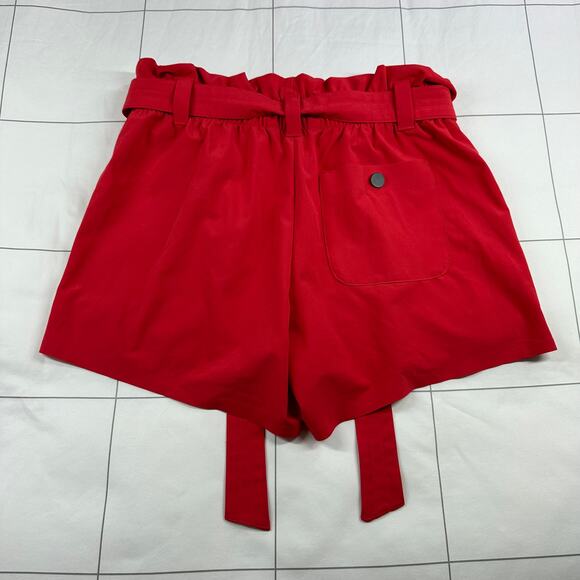 Athleta Shorts Womens 4 Red Skyline Belted Paperbag Waist Stretch Travel Casual - Picture 3 of 12